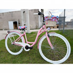 Retro bicykel Lavida 28" 3-prevodový Rúžový - biele kolesá